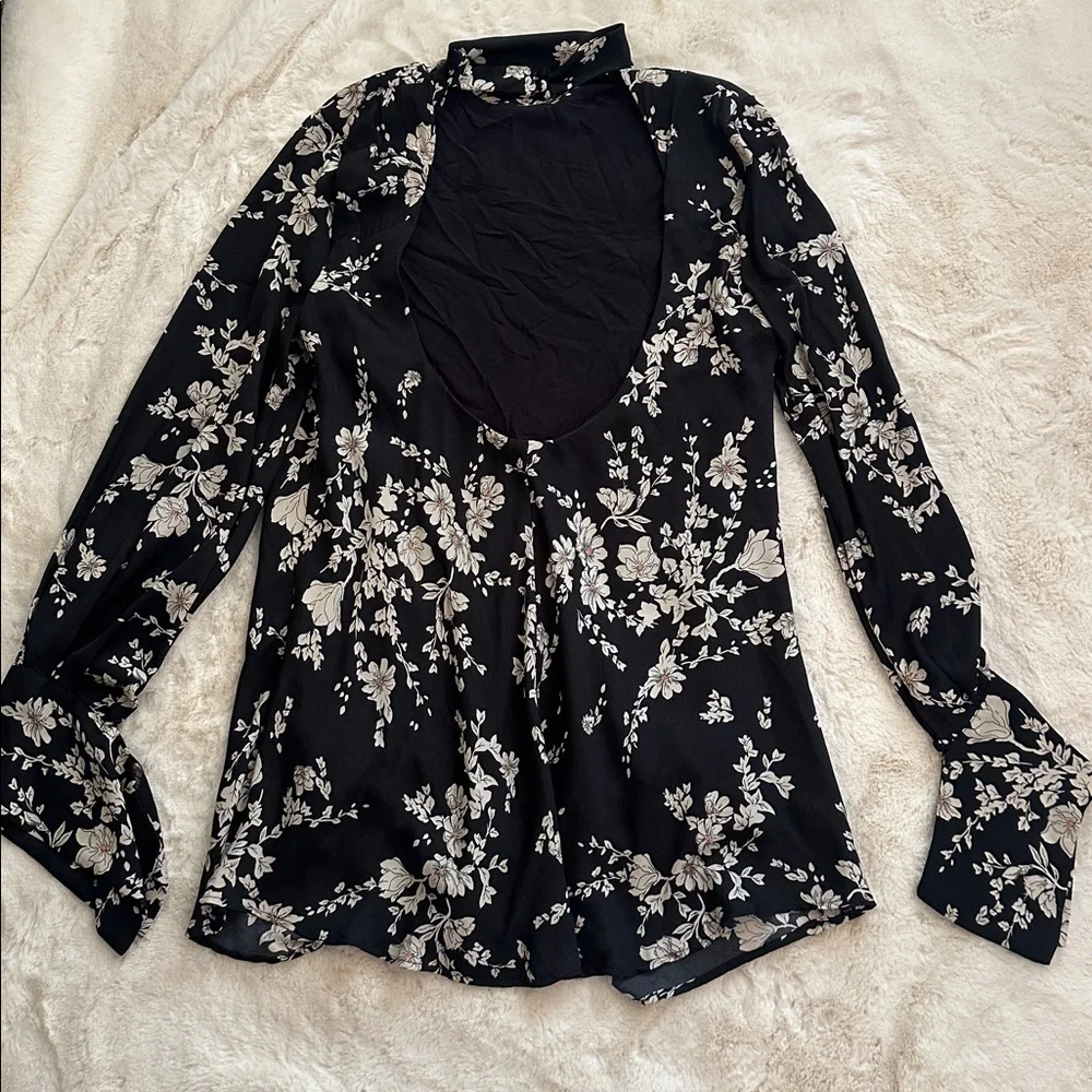 Free People Black Floral satin dress, L - Picture 9 of 14